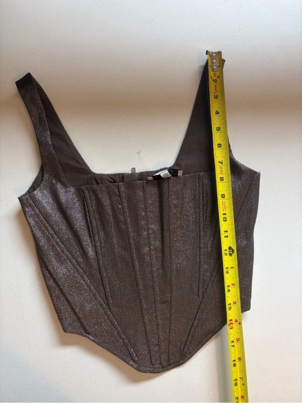 & Other Stories Metallic Silver Corset Crop Top size 34 XS Castlecore Fairycore - Picture 9 of 11